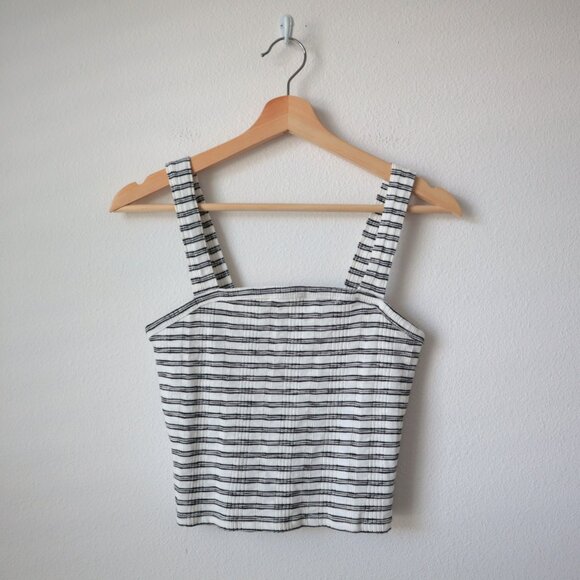 American Eagle Ribbed Square Neck Striped Tank Top | S - Picture 1 of 6